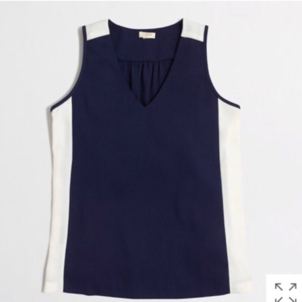 Jcrew Navy & White Sleeveless Top